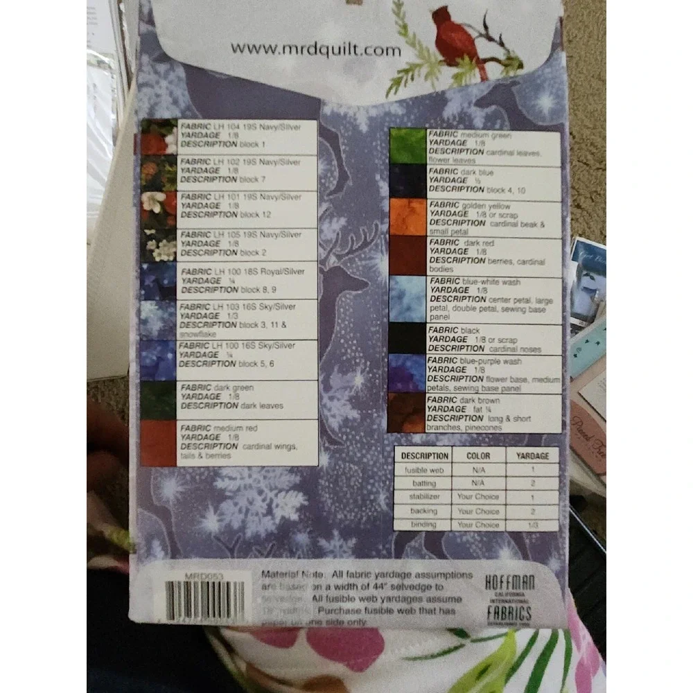 Mount Redoubt Designs ‎ CARDINAL'S PERCH Quilted Table Runner Pattern